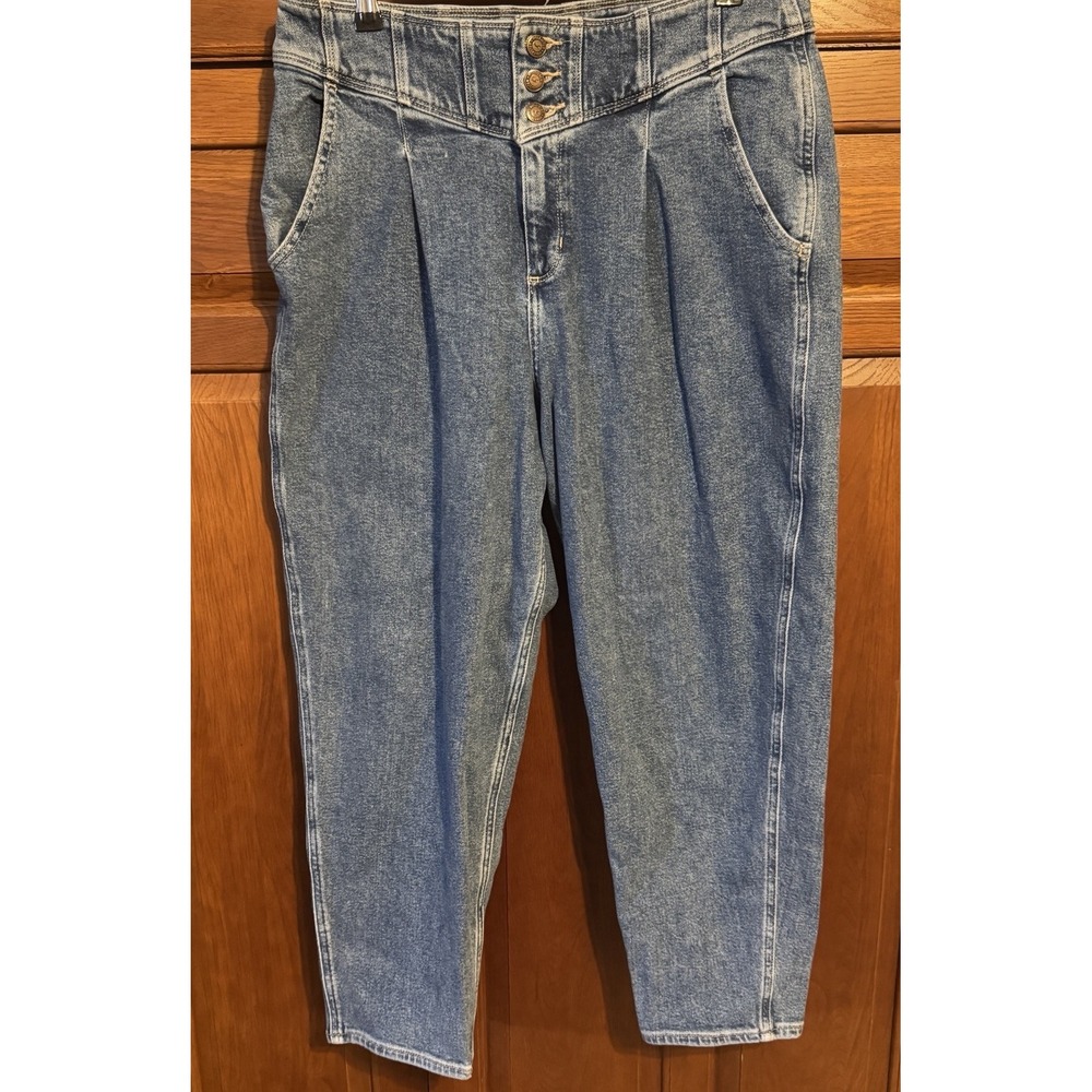 Hollister  Barrel Pleated High Rise‎ Taper Mom Jeans Women's 15R 32 x 26